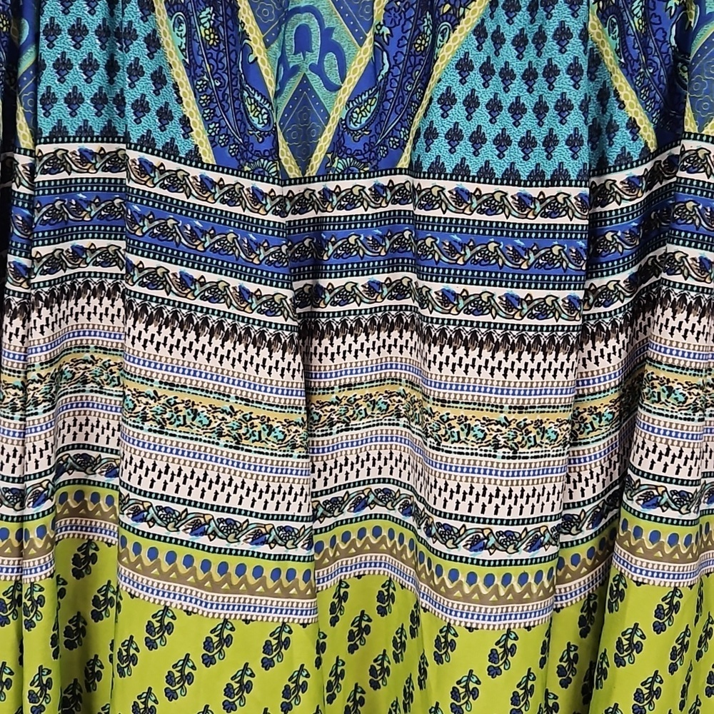 Lucky & Coco Maxi Skirt, Blue Lime Print, XL - Picture 2 of 5